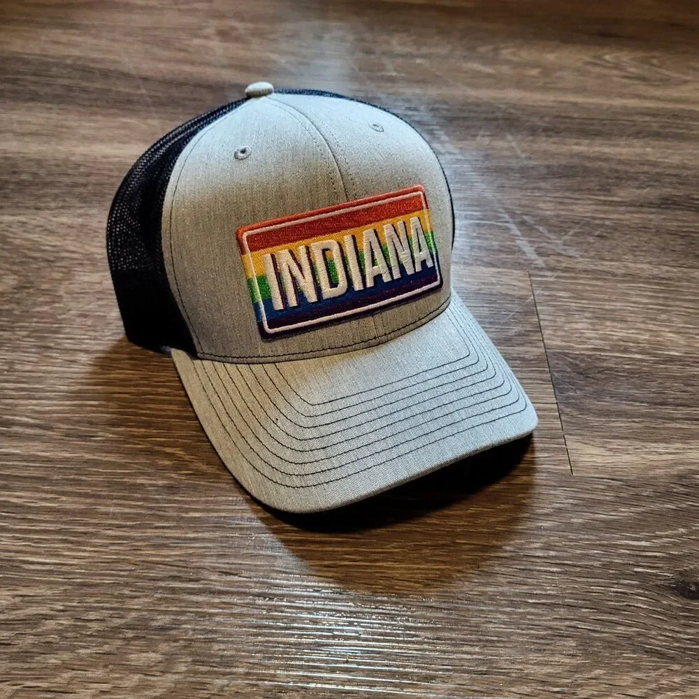 Indiana LGBTQIA+ Gay Pride Trucker Snapback Hat